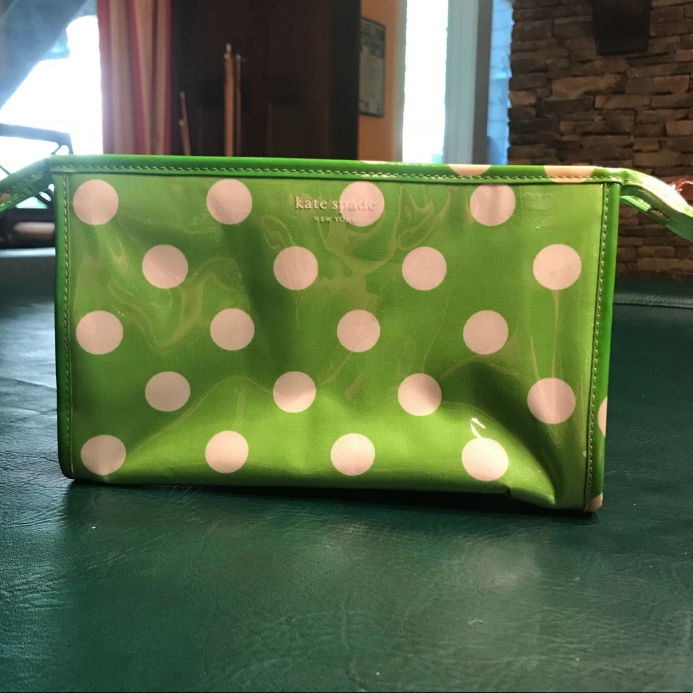 Kate Spade Green Polka Dot Makeup Bag